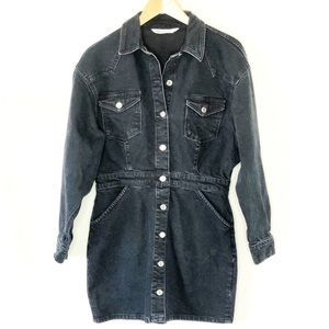 Zara Mini Denim Button Down Dress Size Large